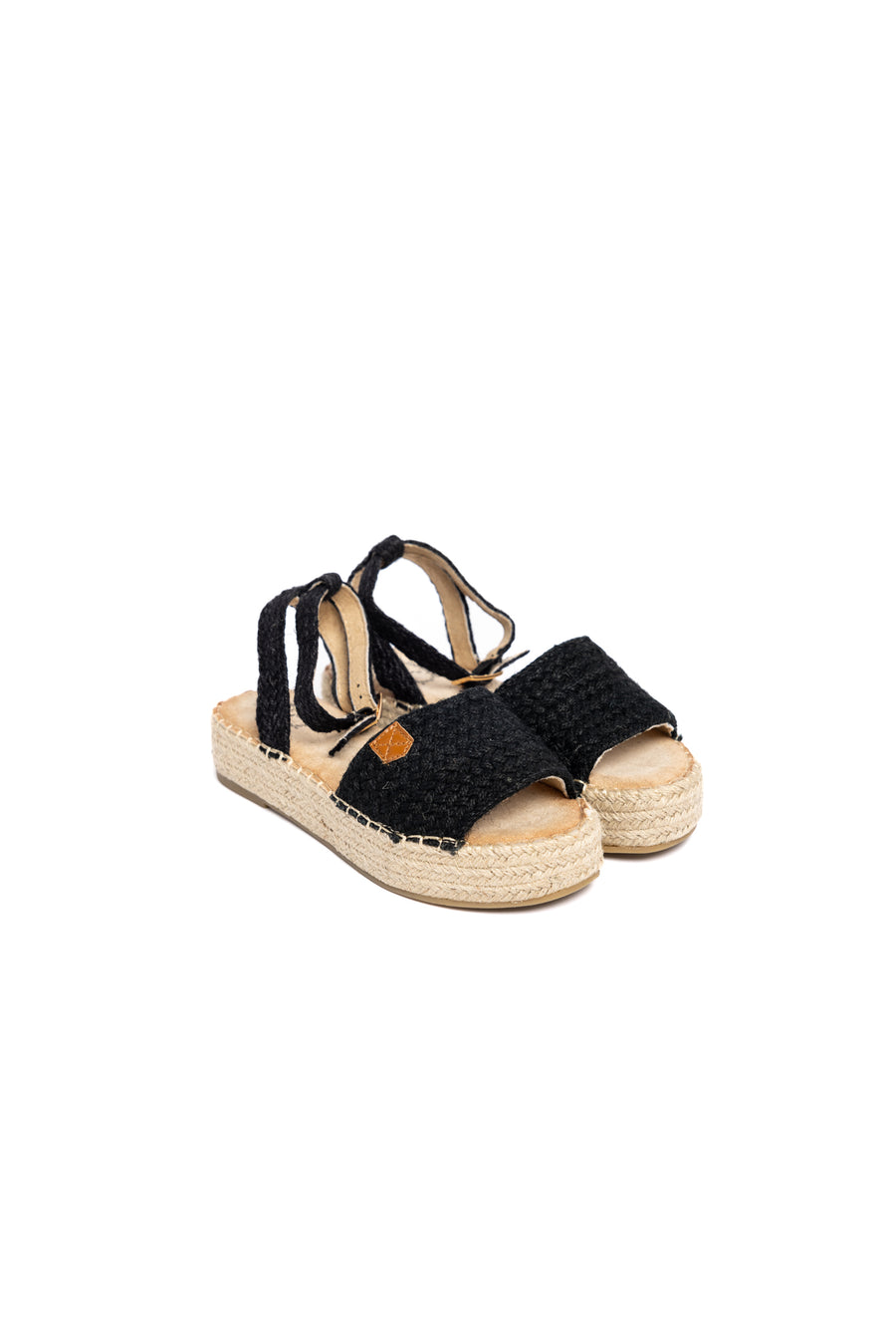 Sandalias Tejidas en Negro con Base de Esparto - Estilo Mediterráneo