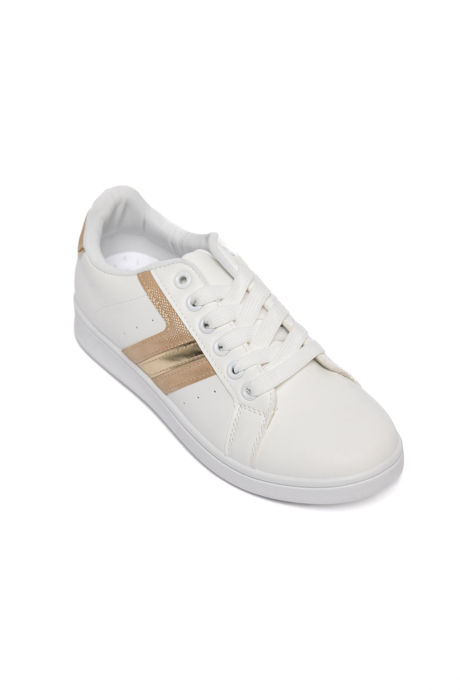 Sneaker Urbanas Blancas con Detalles Dorados