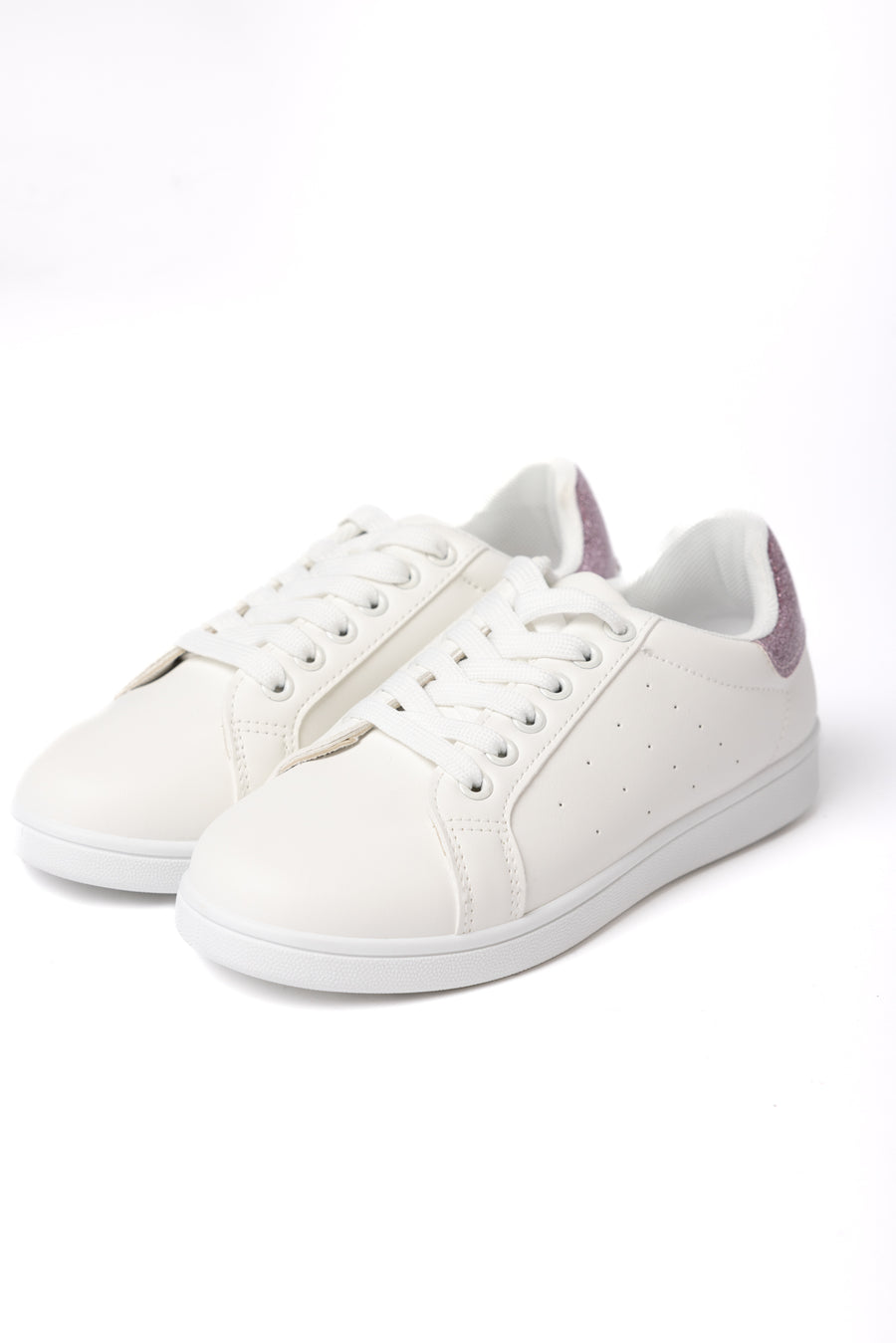 Sneaker Blancas con Acento Brillante Rosa