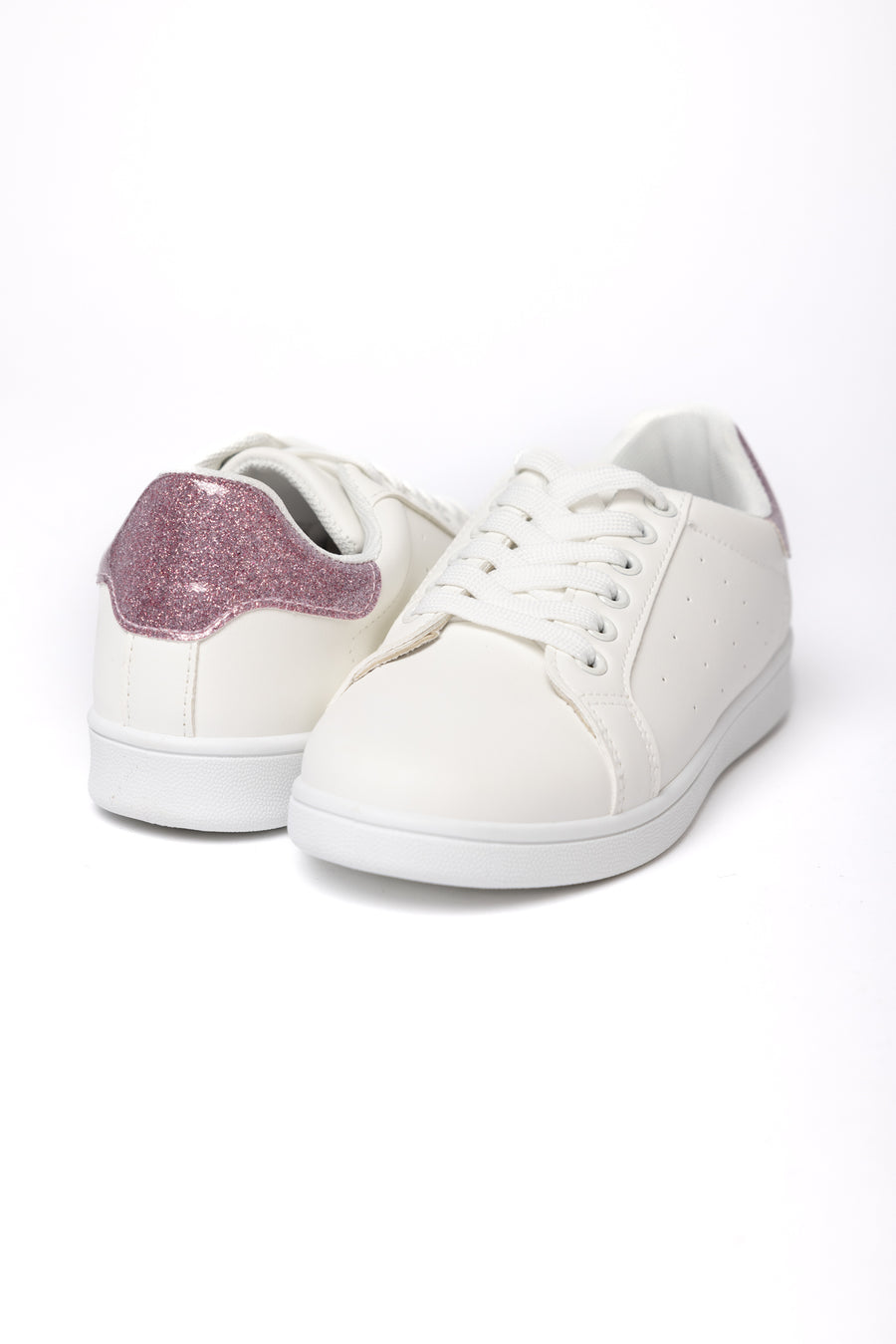 Sneaker Blancas con Acento Brillante Rosa