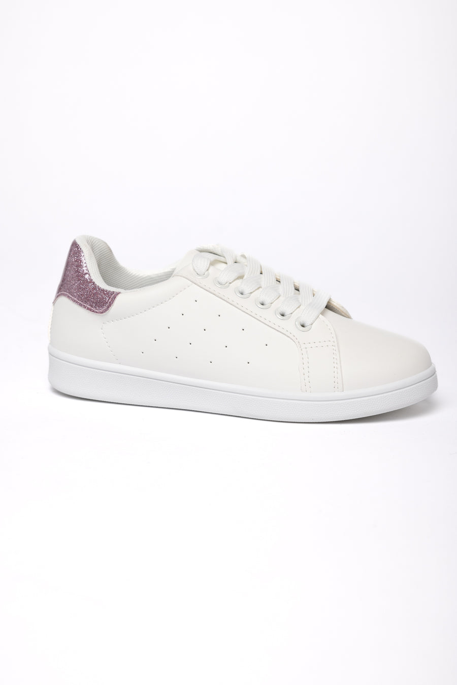 Sneaker Blancas con Acento Brillante Rosa