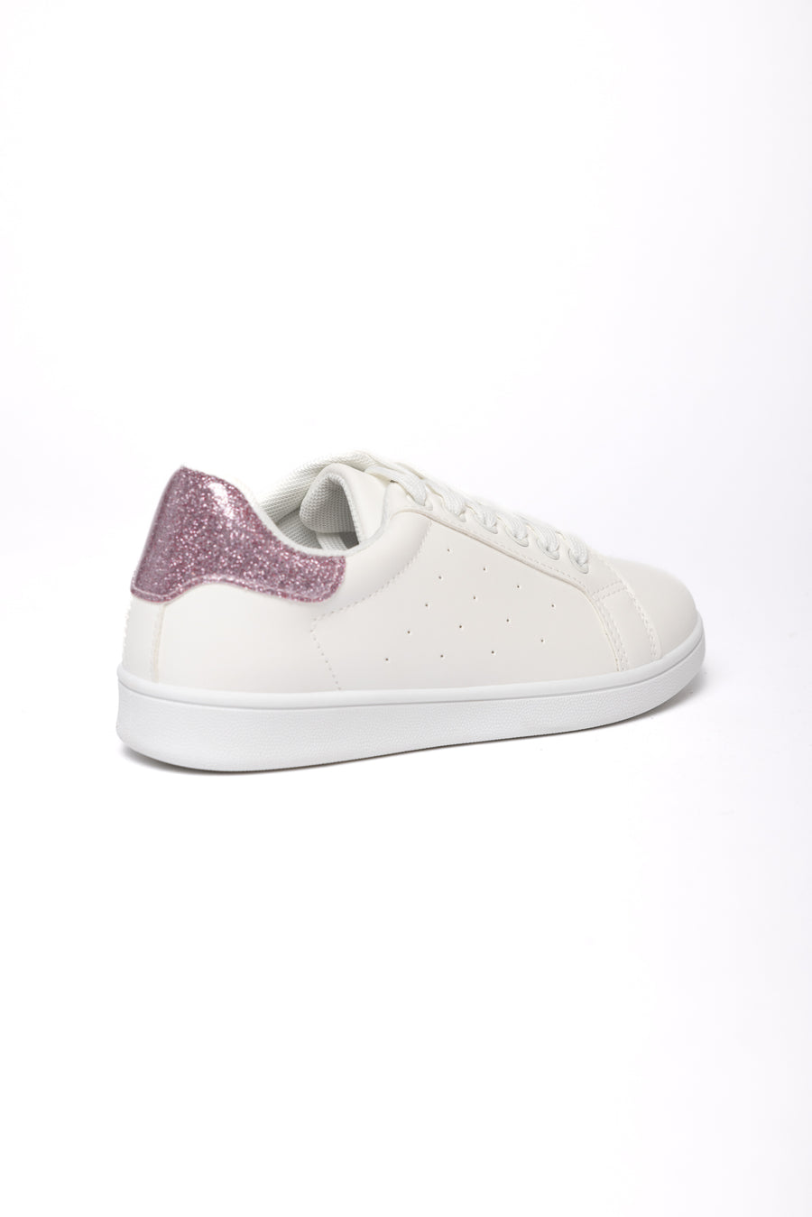 Sneaker Blancas con Acento Brillante Rosa