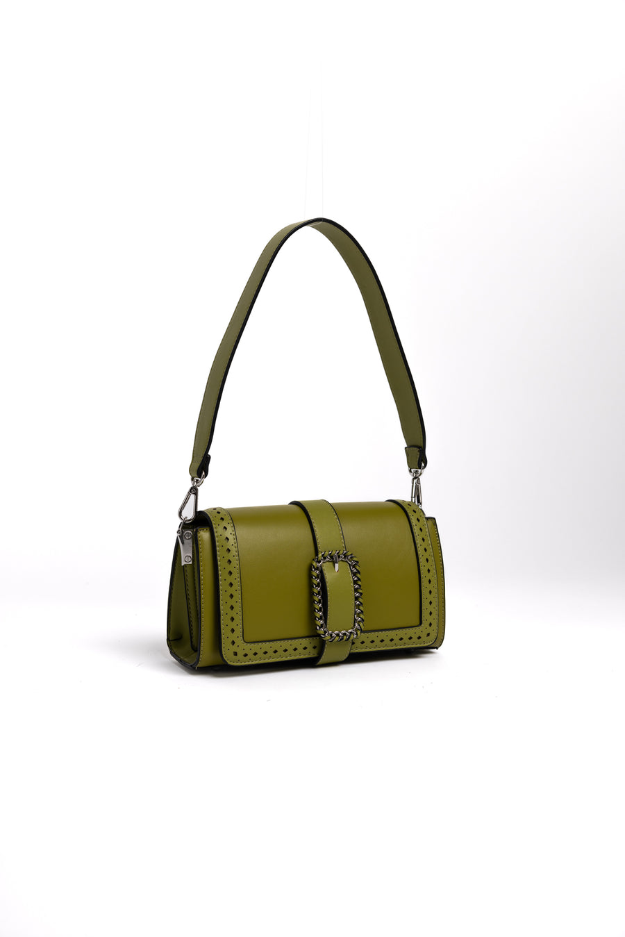 Bolso Bandolera Verde Oliva con Detalle de Cadena