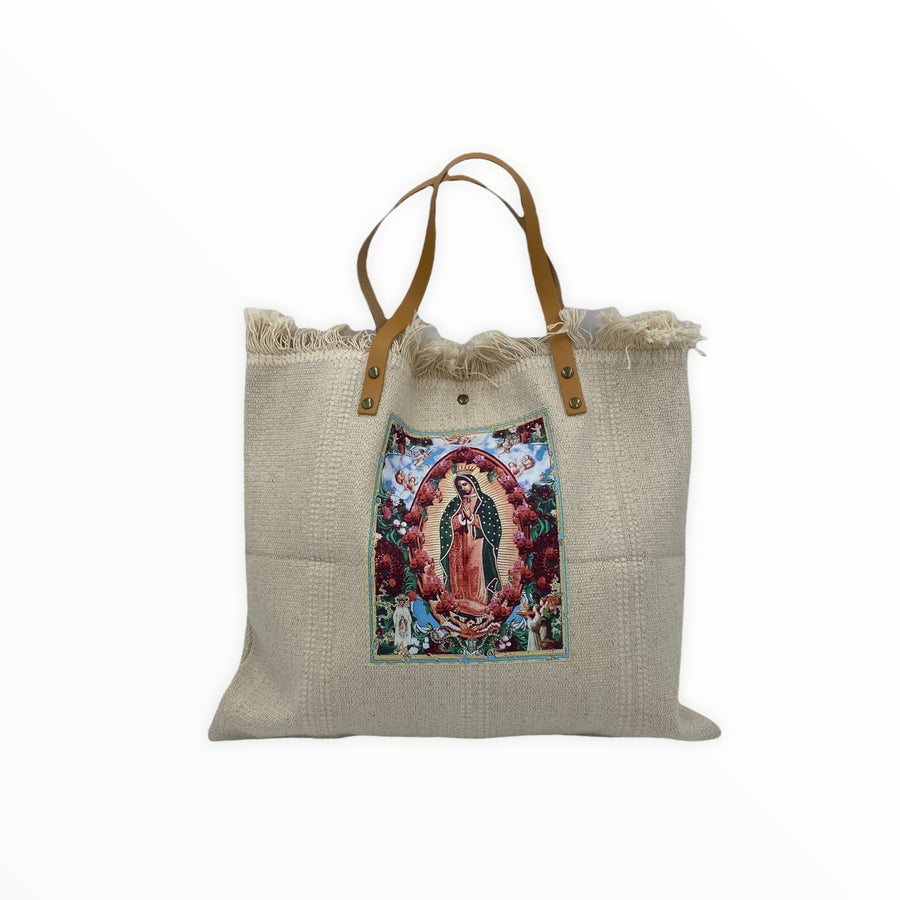 Bolso tote de algodón con virgen